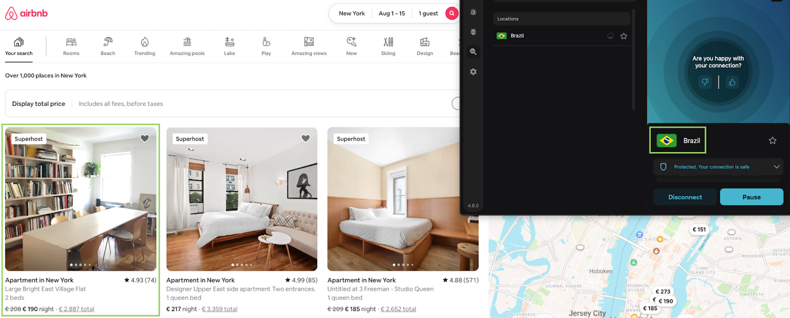 AirBnB comparison New York City East Village - search 1