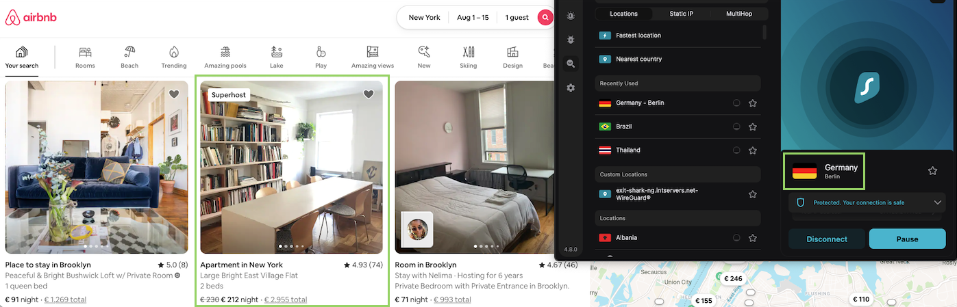 AirBnB comparison New York City East Village - search 2