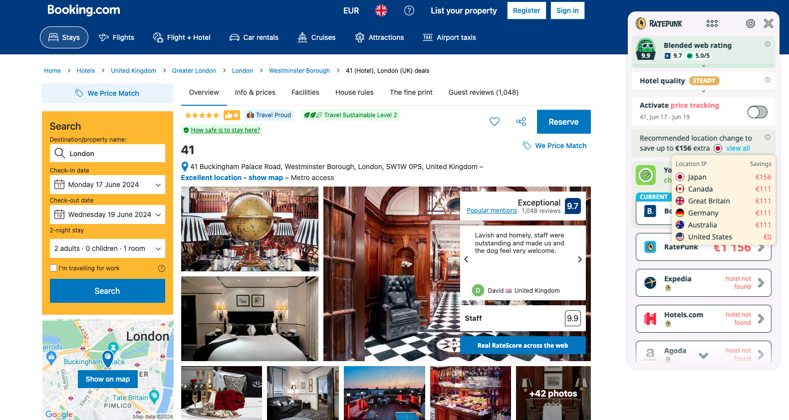 Hotels in London - Price comparison